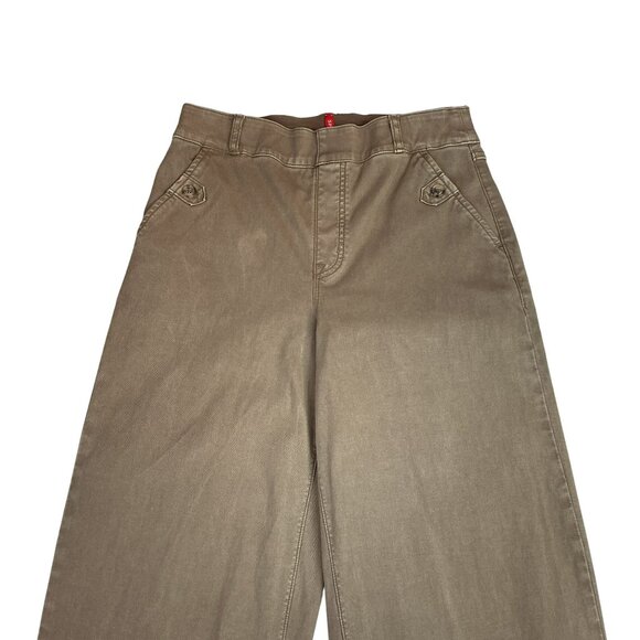 Spanx Khaki Wide-Leg Pants Womens Medium Stretch Cotton Blend Casual - Picture 3 of 11